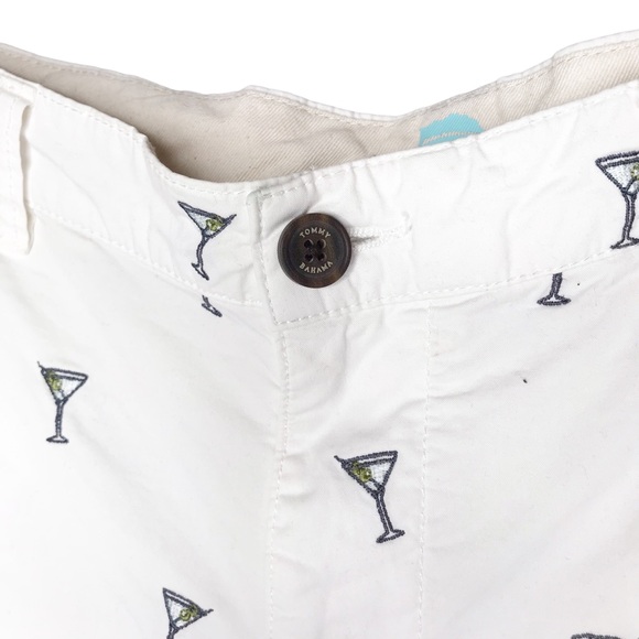 Tommy Bahama Men's Bermuda Shorts White Grey Martini Embroidered Cotton Blend - Picture 4 of 12